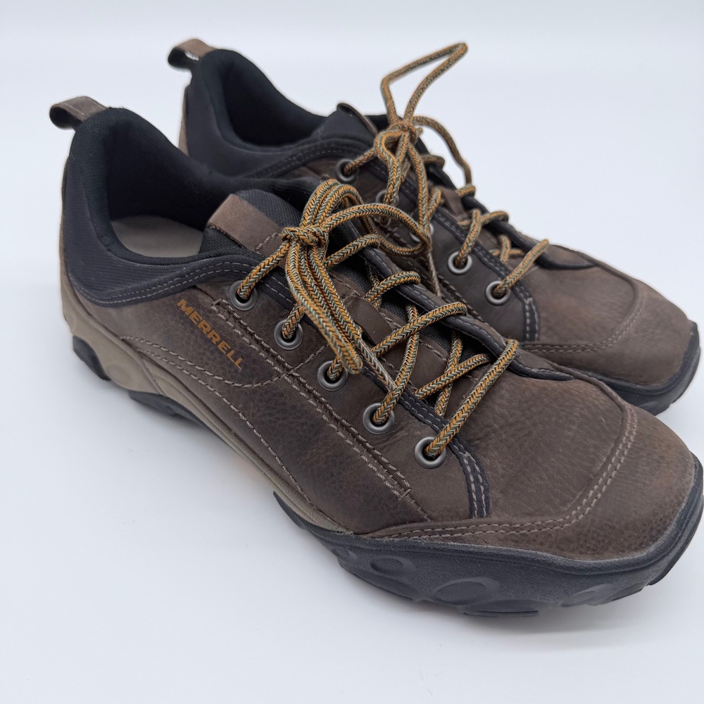 Merrell Sight Brown Leather Hiking Shoes Mens 9 Vibram Sole Ortholite J75137